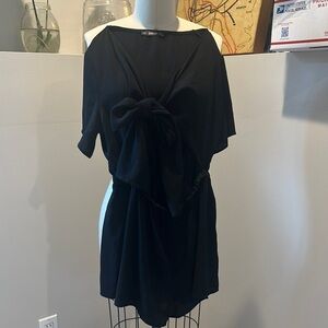 Chic Black cut out romper with Bow Detail